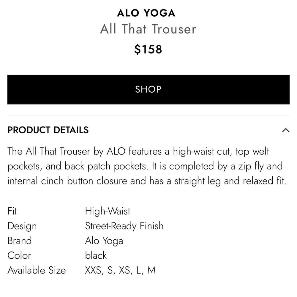 ALO YOGA All That Trouser Cargo Pant •L• Black Wide Leg Street Wear - Picture 5 of 15